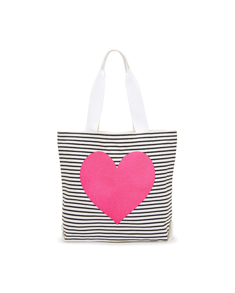 Canvas Tote, Neon Heart With Stripes