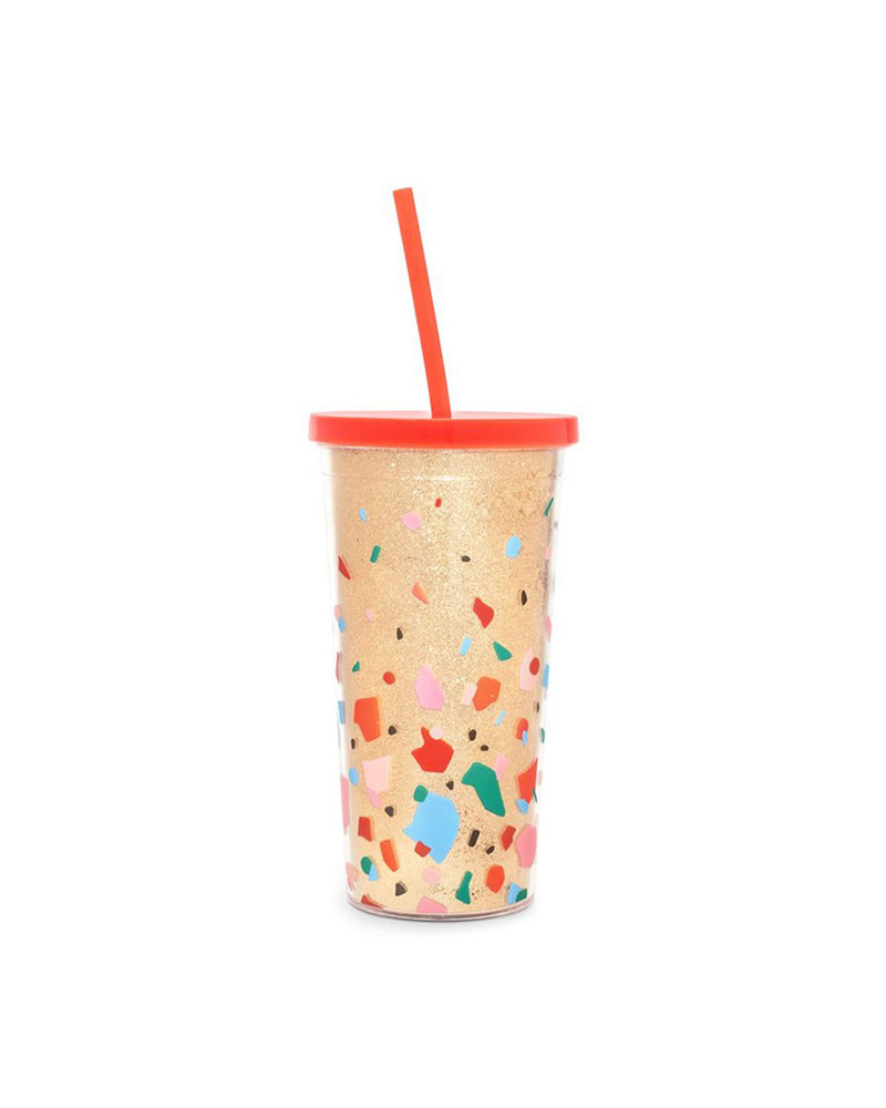 Deluxe Sip Sip Tumbler With Straw - Confetti