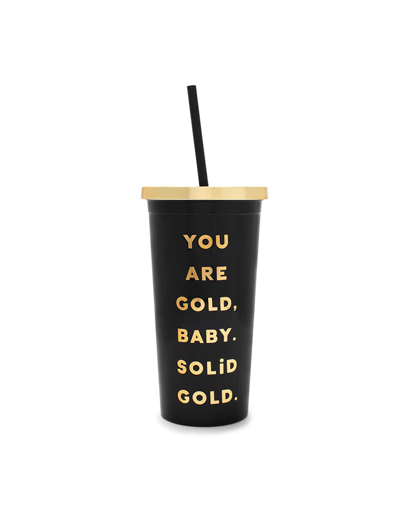 Deluxe Sip Sip Tumbler With Straw - You Are Solid Gold