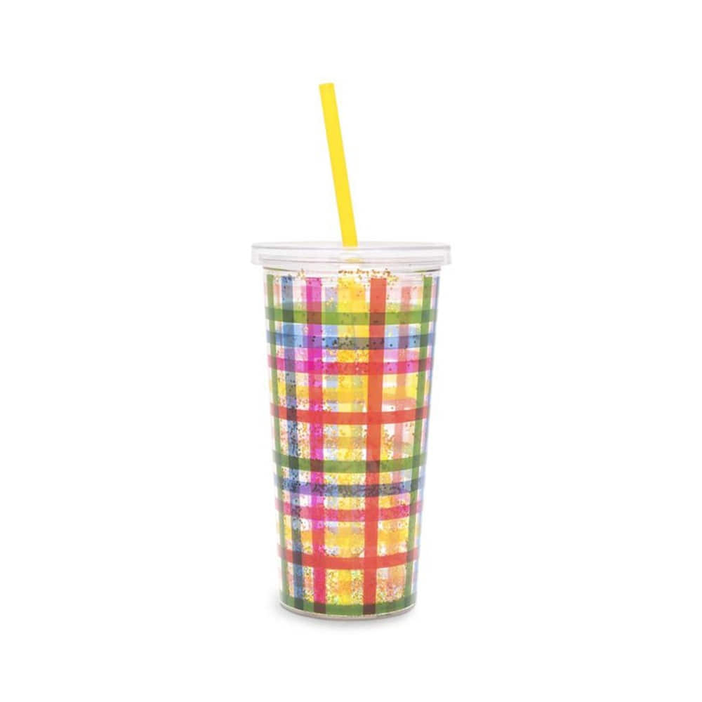 DELUXE SIP SIP TUMBLER WITH STRAW - BLOCK PARTY